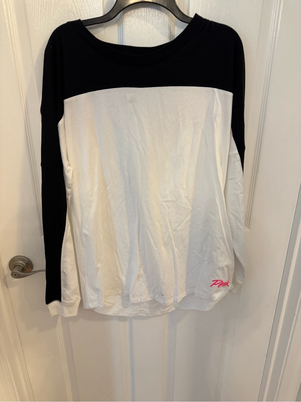 PINK Victoria's Secret Black & White Colorblock Top